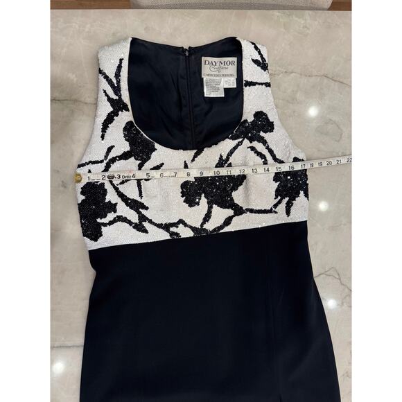 Daymore Couture Gown Sz 14 2-pc Blazer Sheath Black & White Sequins MOB Formal - Picture 14 of 16